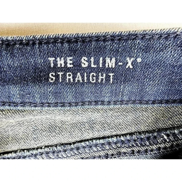 Spanx Size 24X33 Women's The Slim-X Straight Blue Denim Red Rivet Logo Jeans - Picture 5 of 13